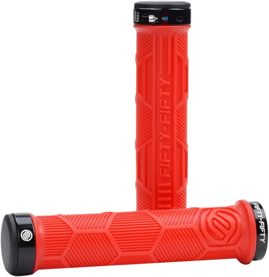FIFTY-FIFTY Double Lock-On Mountain Bike Grips, Bicycle Handlebar Locking Grips, Non-Slip MTB Handle
