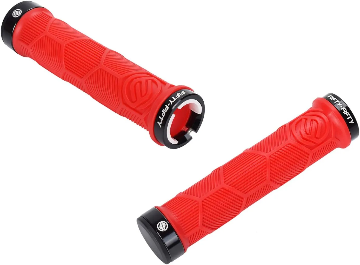 FIFTY-FIFTY Double Lock-On Mountain Bike Grips, Bicycle Handlebar Locking Grips, Non-Slip MTB Handle