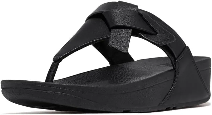 FitFlop Women's Lulu Folded-Knot Leather Toe-Post Sandals Wedge