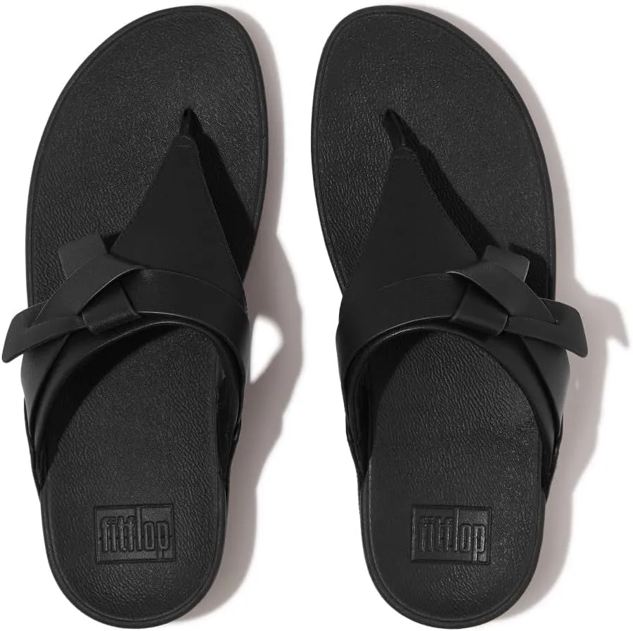 FitFlop Women's Lulu Folded-Knot Leather Toe-Post Sandals Wedge