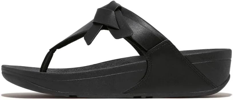 FitFlop Women's Lulu Folded-Knot Leather Toe-Post Sandals Wedge
