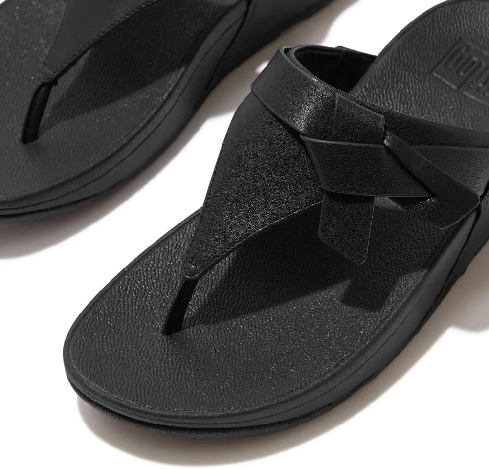FitFlop Women's Lulu Folded-Knot Leather Toe-Post Sandals Wedge