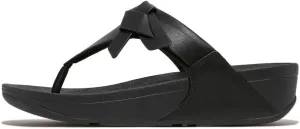 FitFlop Women's Lulu Folded-Knot Leather Toe-Post Sandals Wedge