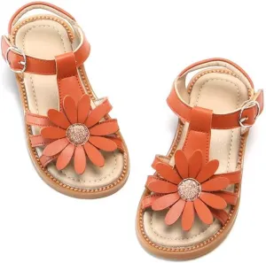 Flaryzone Toddler Little Girls Glitter Flower Open-Toe Flat Dress Sandals Summer Shoes