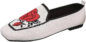 Flats for Women Knit Ballet Flats Slip On Loafer Shoes Comfort Work Shoe