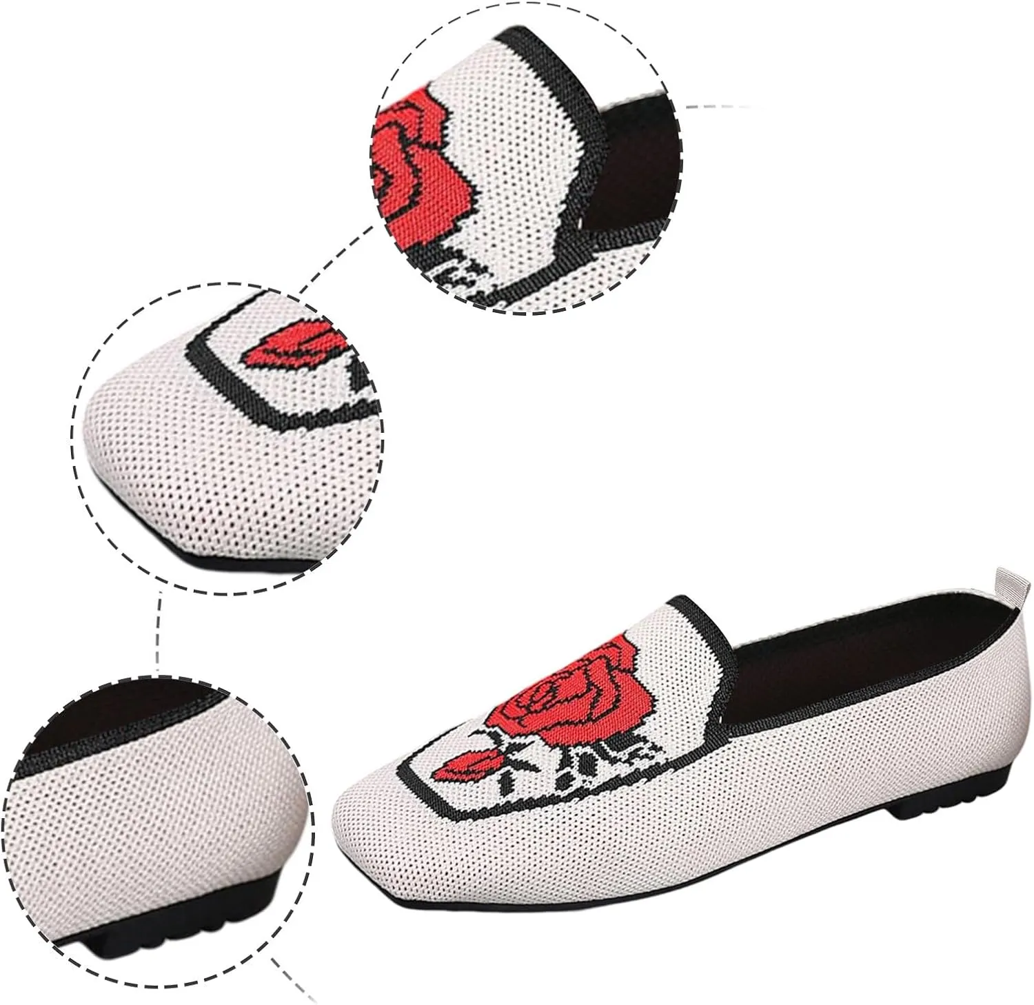 Flats for Women Knit Ballet Flats Slip On Loafer Shoes Comfort Work Shoe