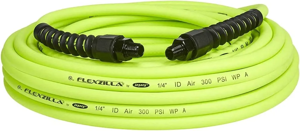 Flexzilla Pro Air Hose, 1/4 in. x 50 ft., Heavy Duty, Lightweight, Hybrid, ZillaGreen - HFZP1450YW2
