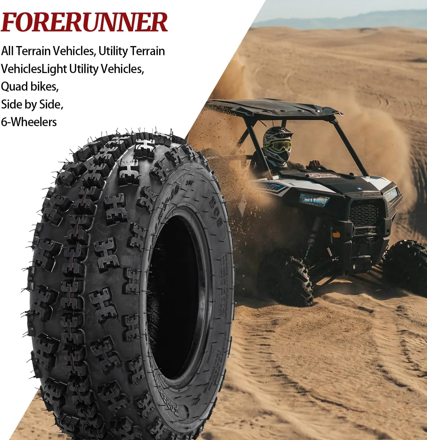 FORERUNNER Sport ATV Tires 21x7-10 & 20X10-9 6PR ATV UTV Go Kart All-Terrain Off-Road Tire Tubeless Tires (Pack of 4)