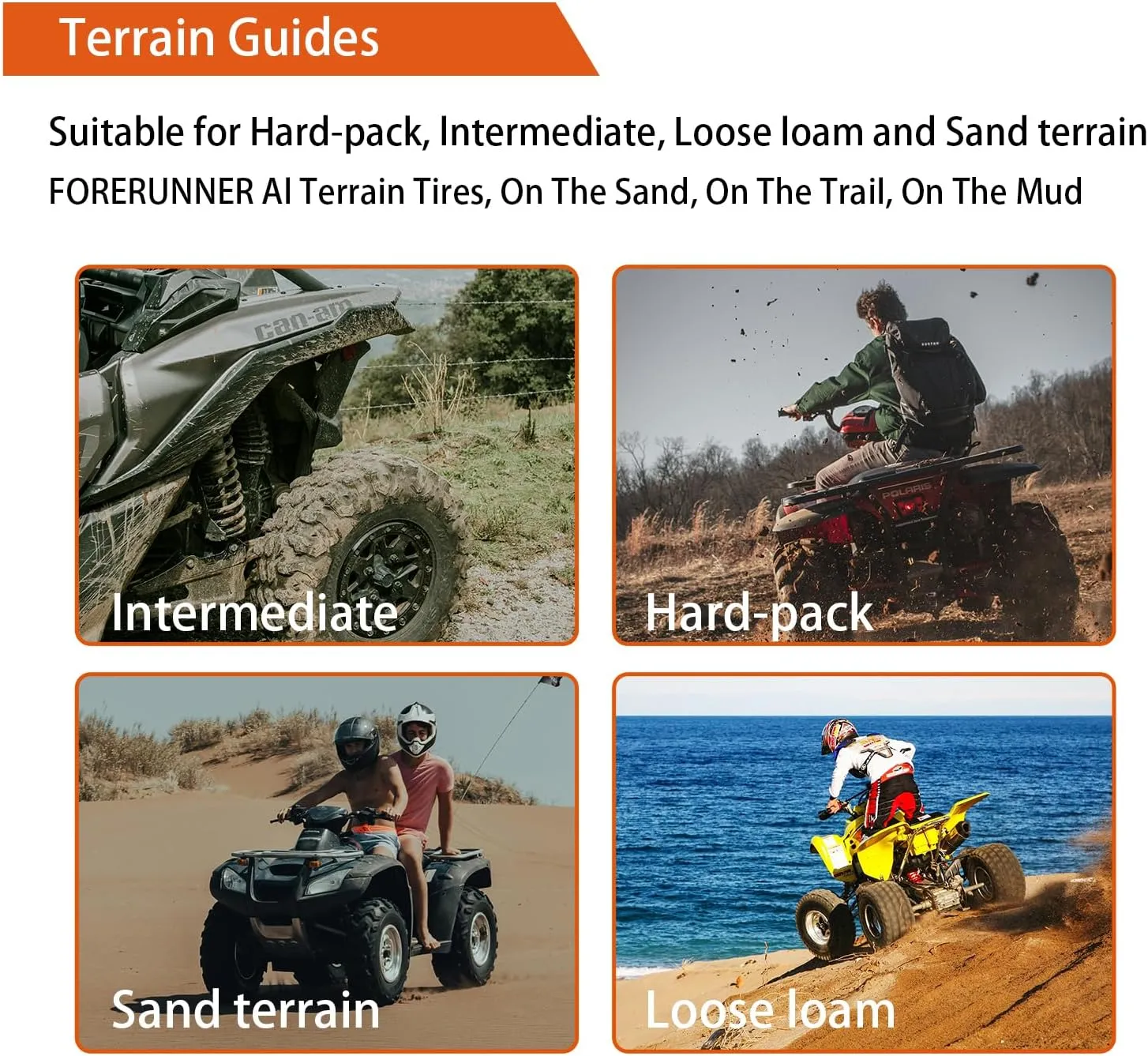 FORERUNNER Sport ATV Tires 21x7-10 & 20X10-9 6PR ATV UTV Go Kart All-Terrain Off-Road Tire Tubeless Tires (Pack of 4)