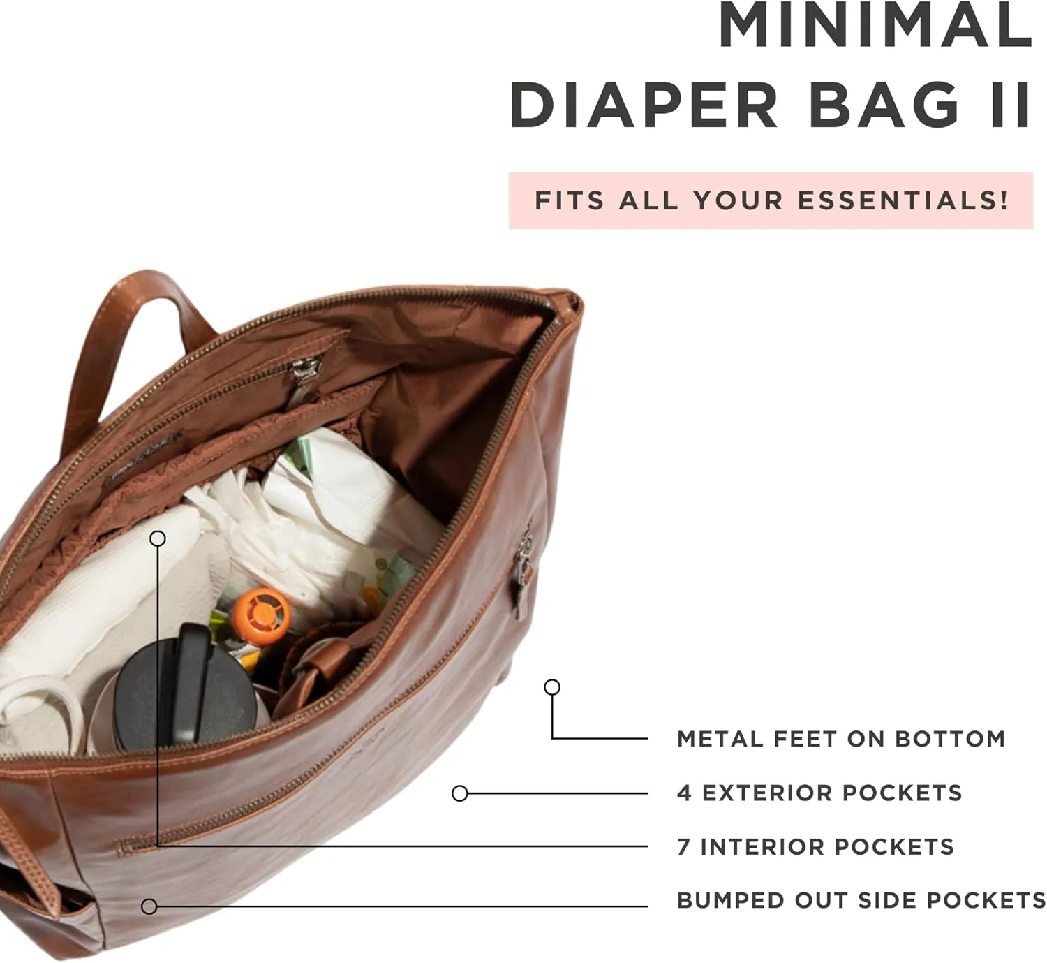 Freshly Picked Minimal Diaper Bag Backpack, Onyx Black