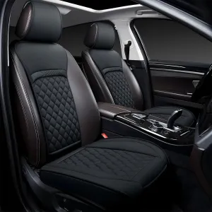 Front Car Seat Covers for Land Rover,Leather Waterproof Seat Protector Custom Fit Land Rover Defender Discovery Range Rover Evoque Sport Velar,2 Pack,Black