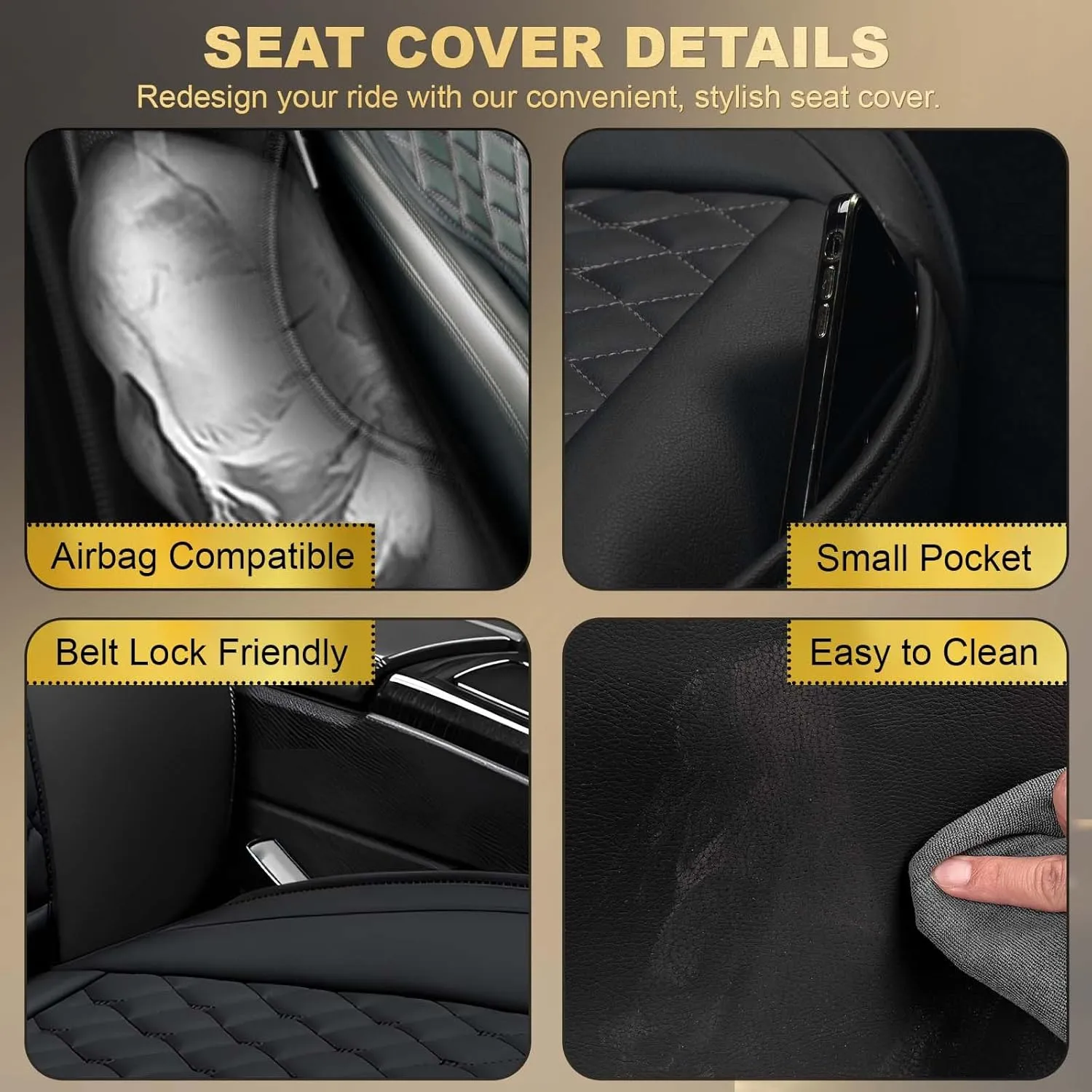 Front Car Seat Covers for Land Rover,Leather Waterproof Seat Protector Custom Fit Land Rover Defender Discovery Range Rover Evoque Sport Velar,2 Pack,Black