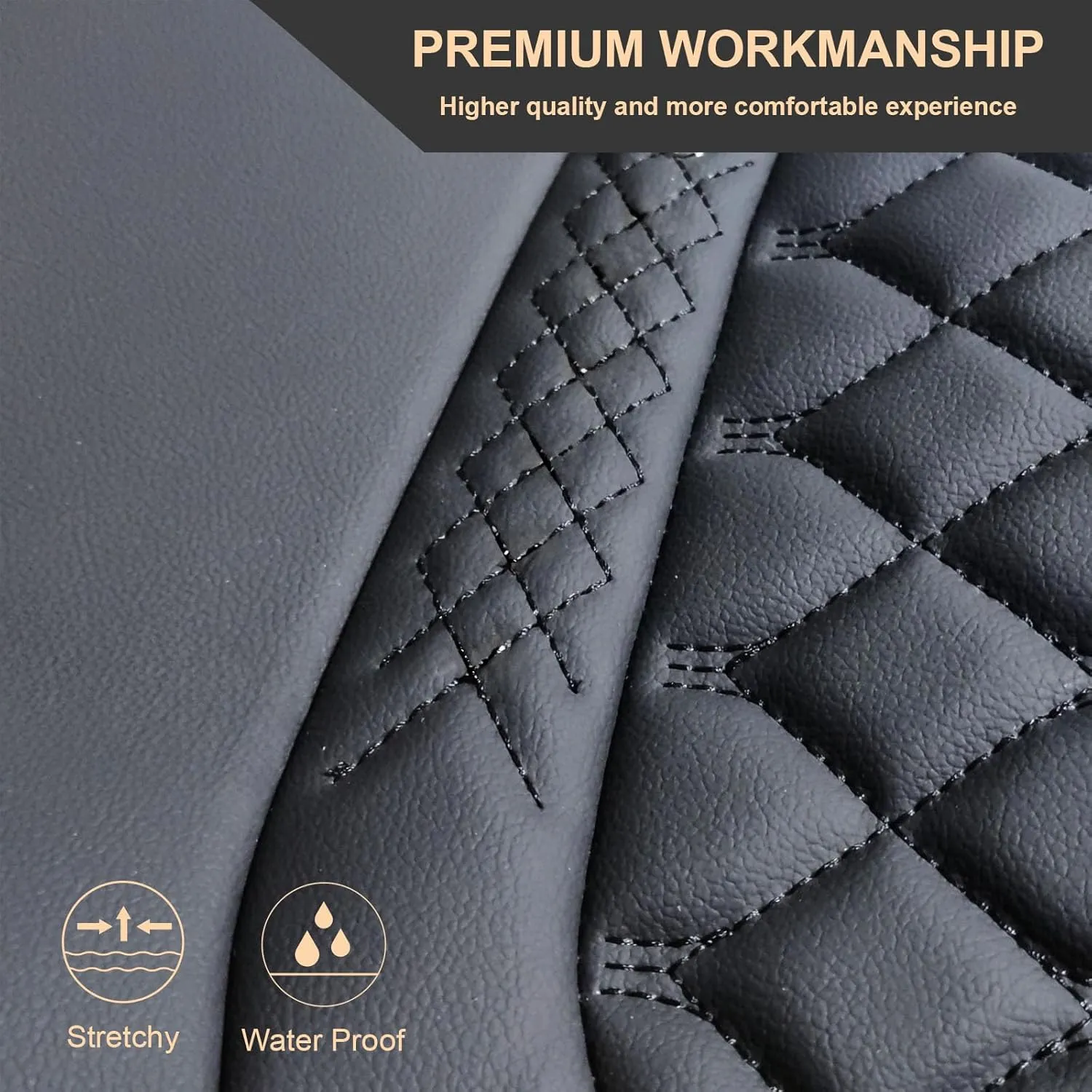 Front Car Seat Covers for Land Rover,Leather Waterproof Seat Protector Custom Fit Land Rover Defender Discovery Range Rover Evoque Sport Velar,2 Pack,Black