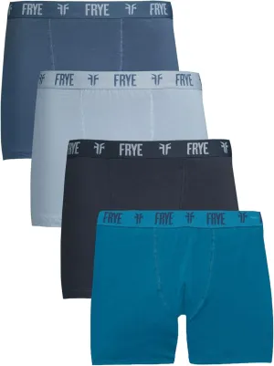 Frye Mens Boxer Briefs 4-Pack, Spandex-Cotton Boxer Briefs with Logo Waistband, Mens Underwear Cotton Stretch