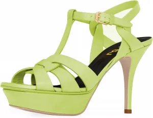 FSJ Women Comfort Platform Stiletto High Heel Ankle Strap Sandals Open Toe Sexy Strappy Slingback Wedding Party Shoes Size 4-16 US