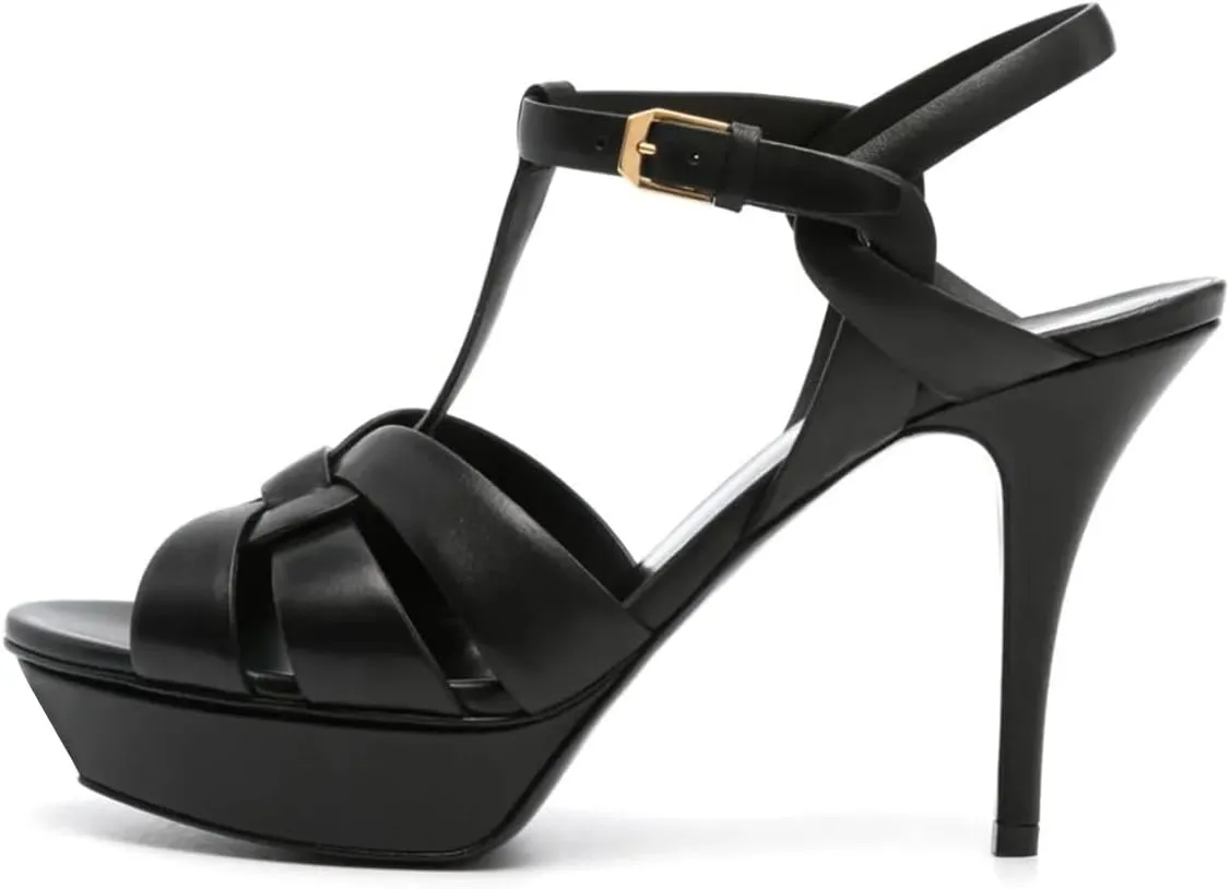 FSJ Women Comfort Platform Stiletto High Heel Ankle Strap Sandals Open Toe Sexy Strappy Slingback Wedding Party Shoes Size 4-16 US