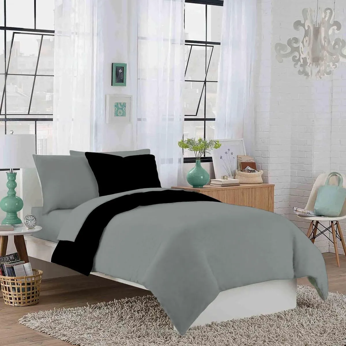 Full XL 100% Microfiber Double Brushed Sheet Set - Extra-Soft, Breathable & Wrinkle-Free - 15" Deep Pockets, 54" x 80" - Ideal for Extra Long Full Beds - 4PC Set (Full XL, Light Grey)