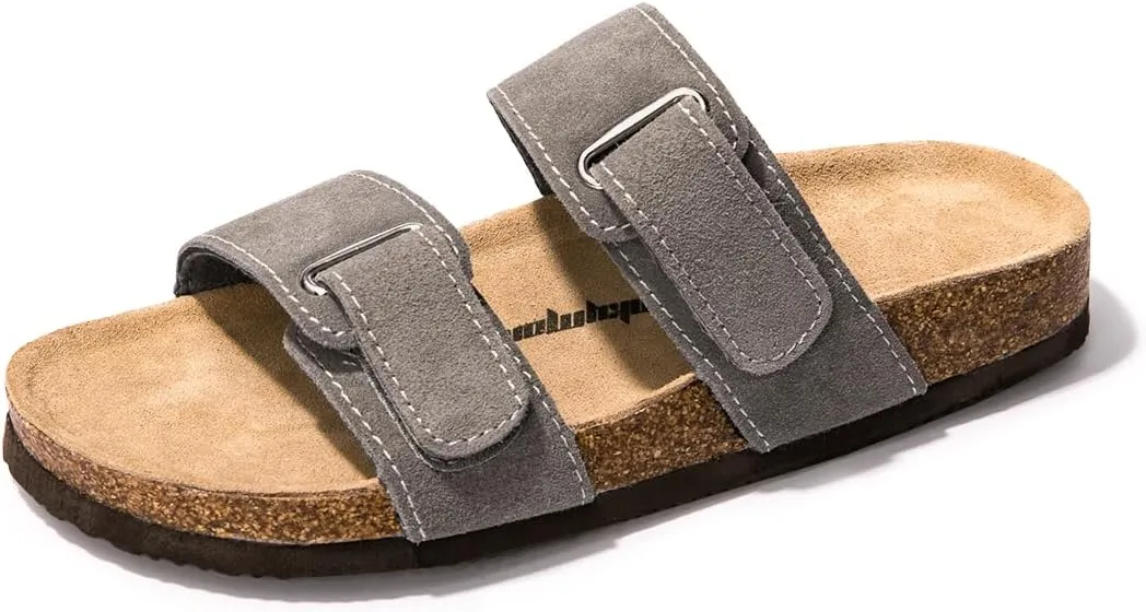 FUNKYMONKEY Unisex Slide Sandals Adjustable Double Buckle with Soft Footbed Comfort Slides for Women and Men