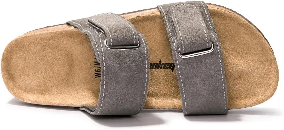 FUNKYMONKEY Unisex Slide Sandals Adjustable Double Buckle with Soft Footbed Comfort Slides for Women and Men