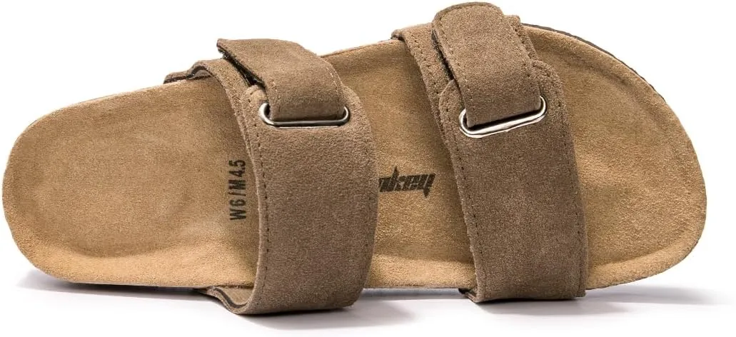 FUNKYMONKEY Unisex Slide Sandals Adjustable Double Buckle with Soft Footbed Comfort Slides for Women and Men