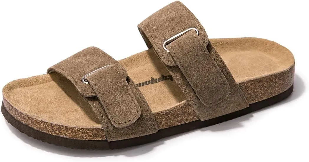 FUNKYMONKEY Unisex Slide Sandals Adjustable Double Buckle with Soft Footbed Comfort Slides for Women and Men