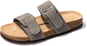 FUNKYMONKEY Unisex Slide Sandals Adjustable Double Buckle with Soft Footbed Comfort Slides for Women and Men