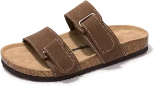 FUNKYMONKEY Unisex Slide Sandals Adjustable Double Buckle with Soft Footbed Comfort Slides for Women and Men