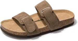 FUNKYMONKEY Unisex Slide Sandals Adjustable Double Buckle with Soft Footbed Comfort Slides for Women and Men