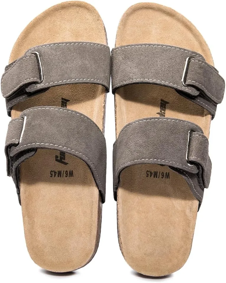 FUNKYMONKEY Unisex Slide Sandals Adjustable Double Buckle with Soft Footbed Comfort Slides for Women and Men
