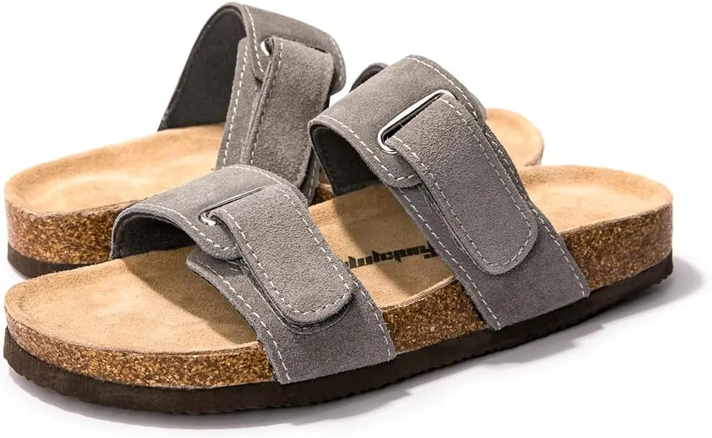 FUNKYMONKEY Unisex Slide Sandals Adjustable Double Buckle with Soft Footbed Comfort Slides for Women and Men