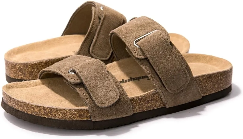 FUNKYMONKEY Unisex Slide Sandals Adjustable Double Buckle with Soft Footbed Comfort Slides for Women and Men
