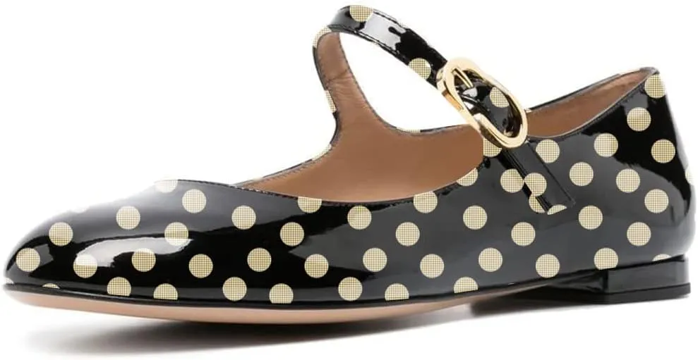 FYS Women Round Toe Mary Janes Cute Slim Strap Ballet Flats Comfy Walking School Office Shoes Size 4-15 US