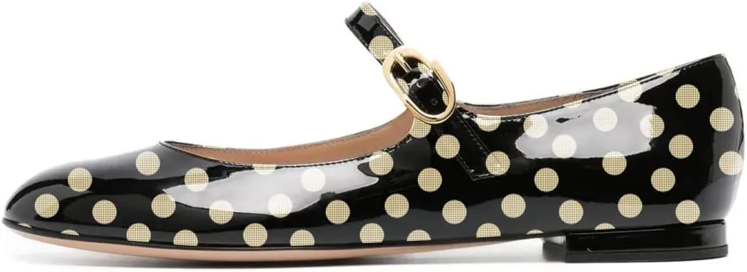 FYS Women Round Toe Mary Janes Cute Slim Strap Ballet Flats Comfy Walking School Office Shoes Size 4-15 US