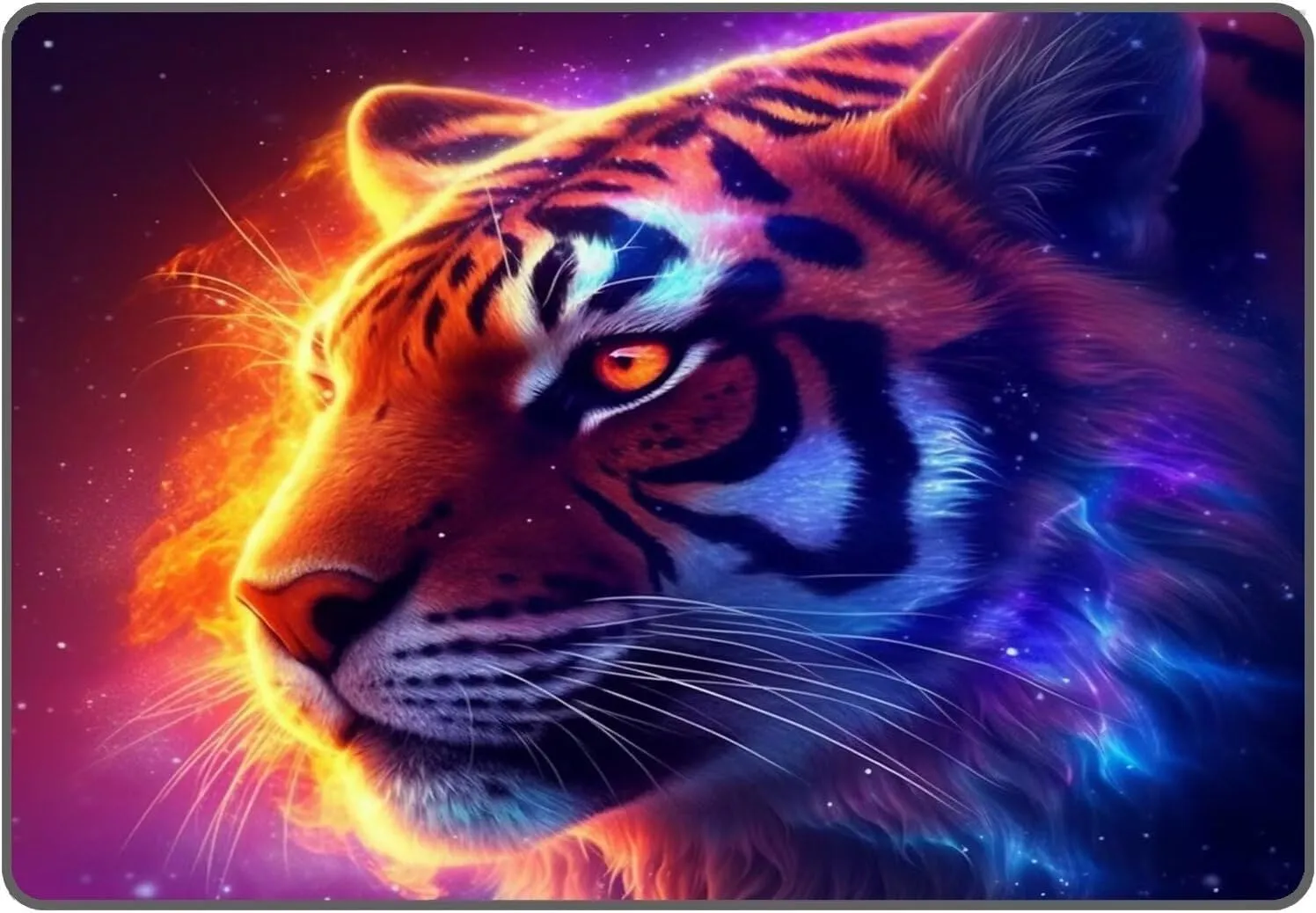 Galaxy Tiger Rug 3D Fierce Tigers Area Rugs for Bedroom Living Room Playroom Gameroom Boys Kids Fire Glitter Carpet Throw Rugs Floor Mat 47 in X 31 in
