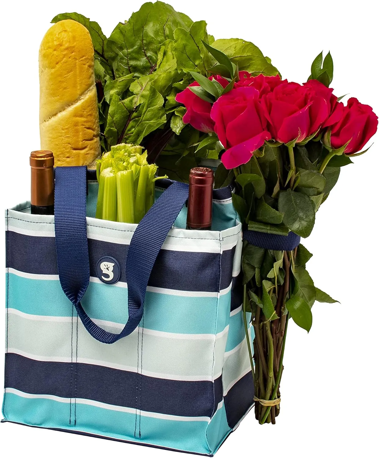 geckobrands 7 Pocket Market Tote Bags - Lightweight Multipurpose Organizer Pool Beach Travel Grocery Bag Multiple Pockets