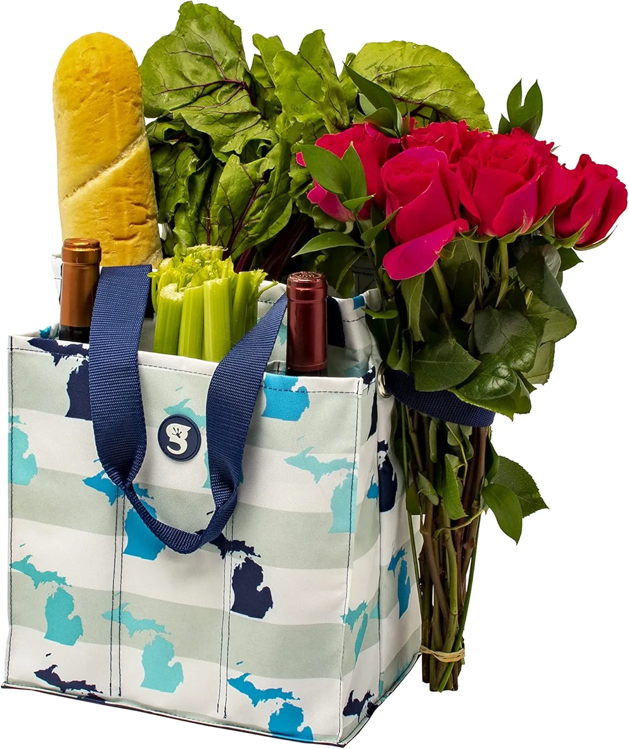 geckobrands 7 Pocket Market Tote Bags - Lightweight Multipurpose Organizer Pool Beach Travel Grocery Bag Multiple Pockets