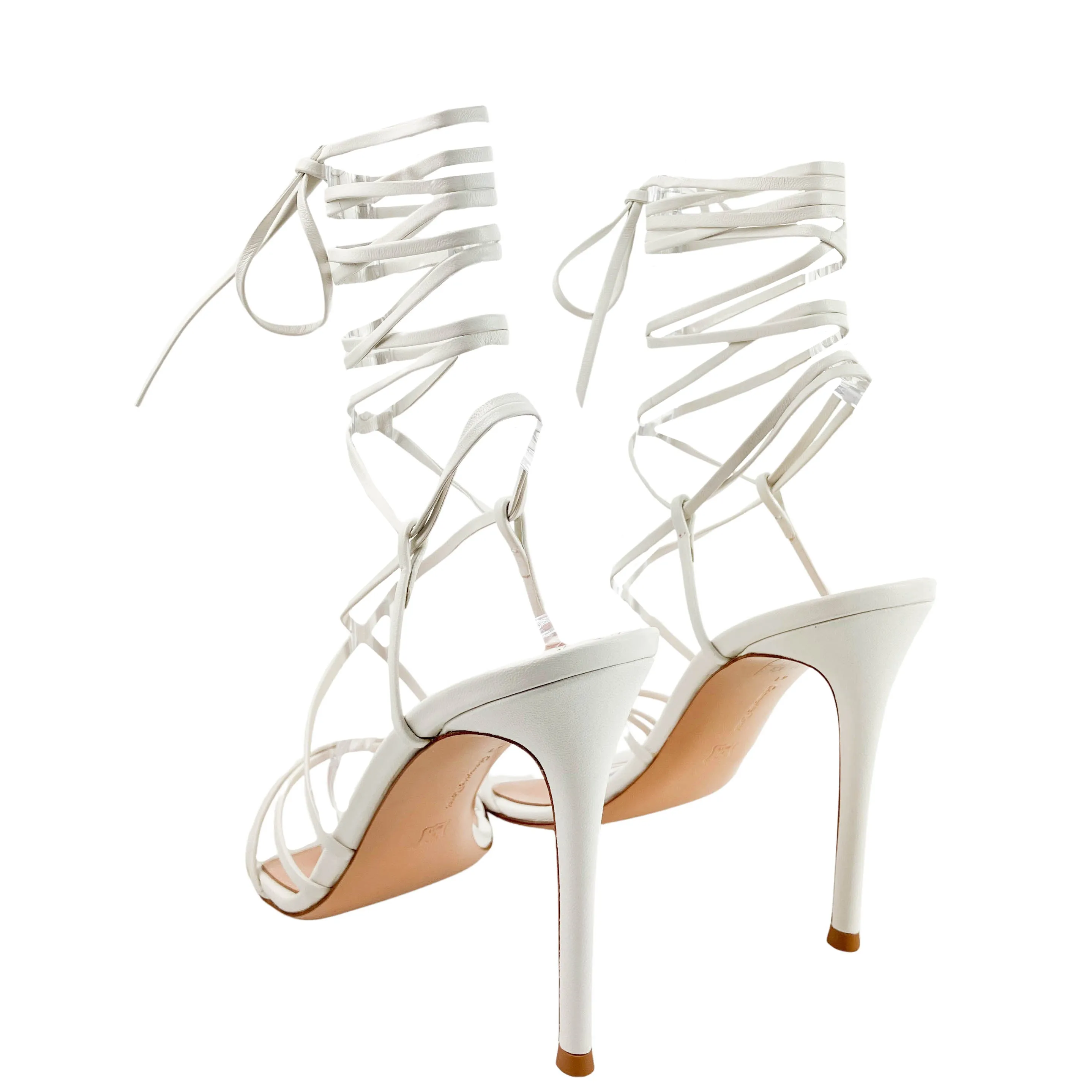 Gianvito Rossi Lace Up Sandals in Nappa White
