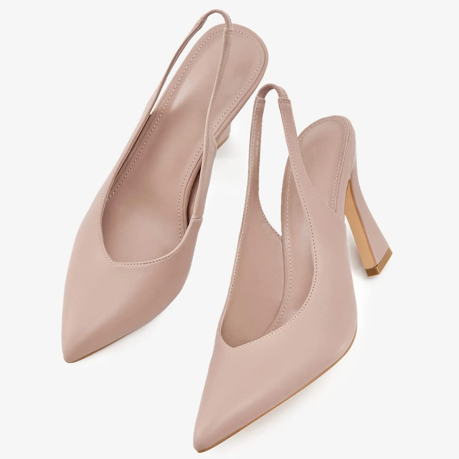 gihubafuil Womens Slingback Kitten Heels Closed Pointed Toe Wedding Party Dress Pumps Shoes
