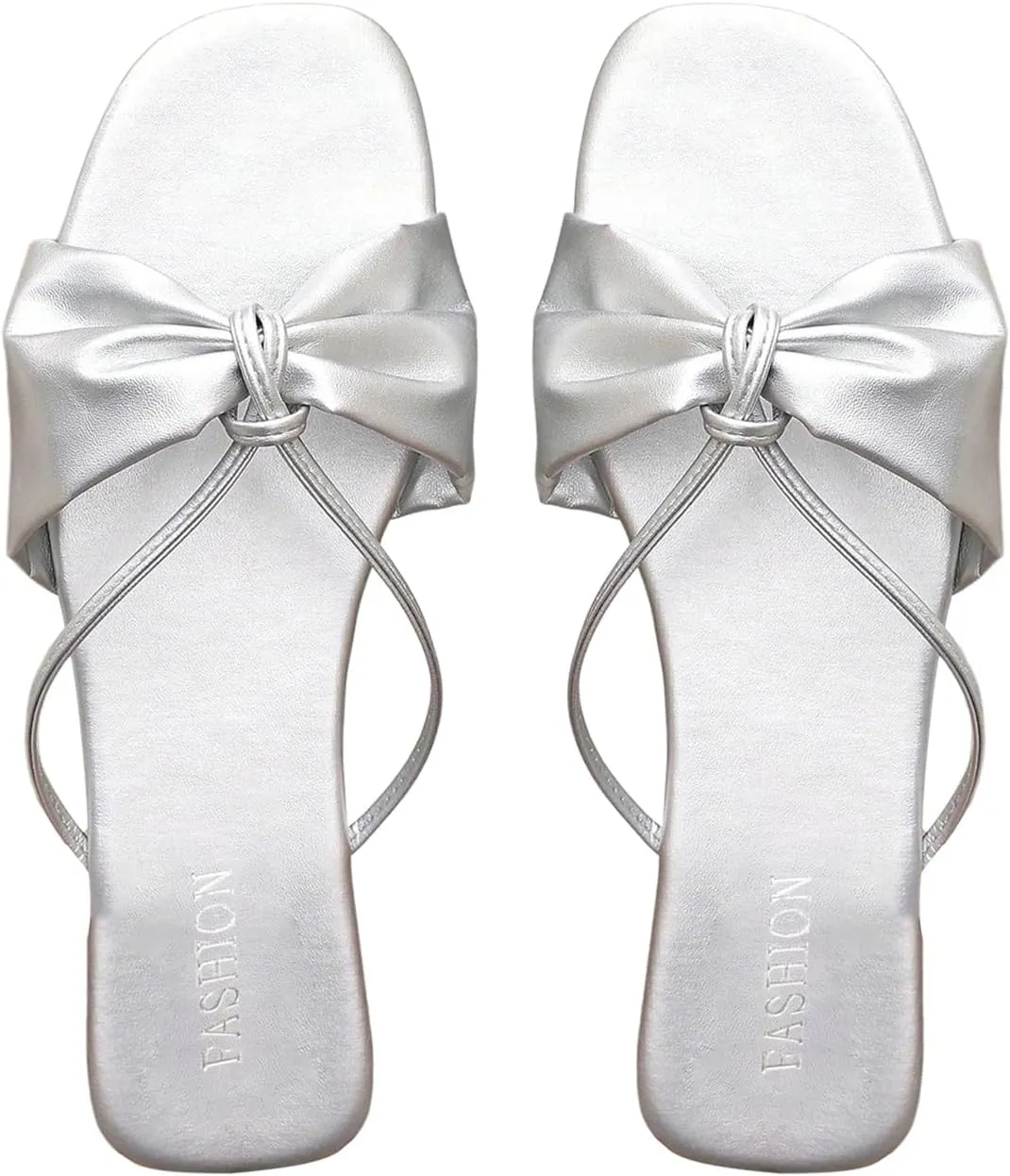GORGLITTER Women's Bow Flats Sandals Dress Strappy Open Toe Summer Slides Sandal