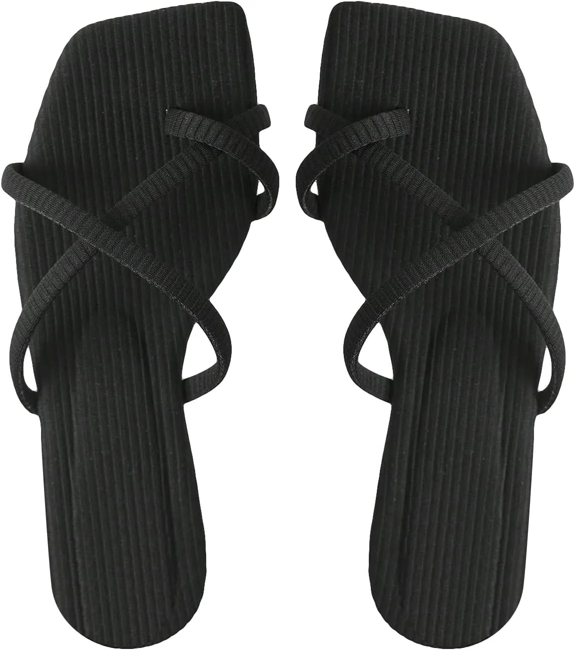 GORGLITTER Women's Cute Strappy Sandals Flat Sandals Toe Ring Summer Slide Sandal Slip on Flip Flops
