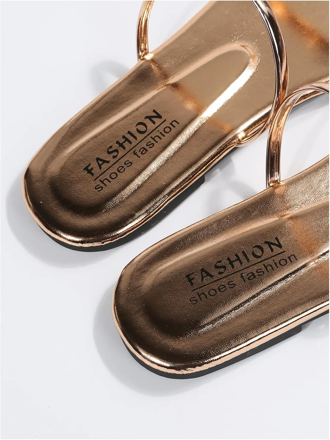 GORGLITTER Women's Metallic Strappy Flat Sandals Open Toe Leather Dressy Fancy Slide Sandals