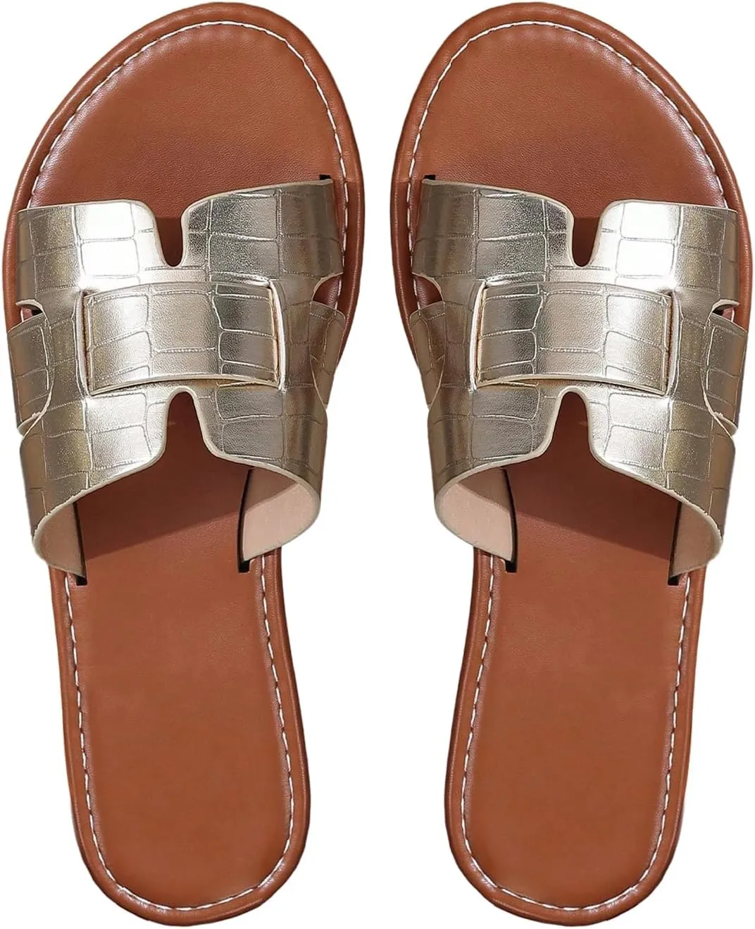 GORGLITTER Women's Open Toe Dressy Beach Sandal Trendy 2025 Comfy Flat Slide Summer Sandals