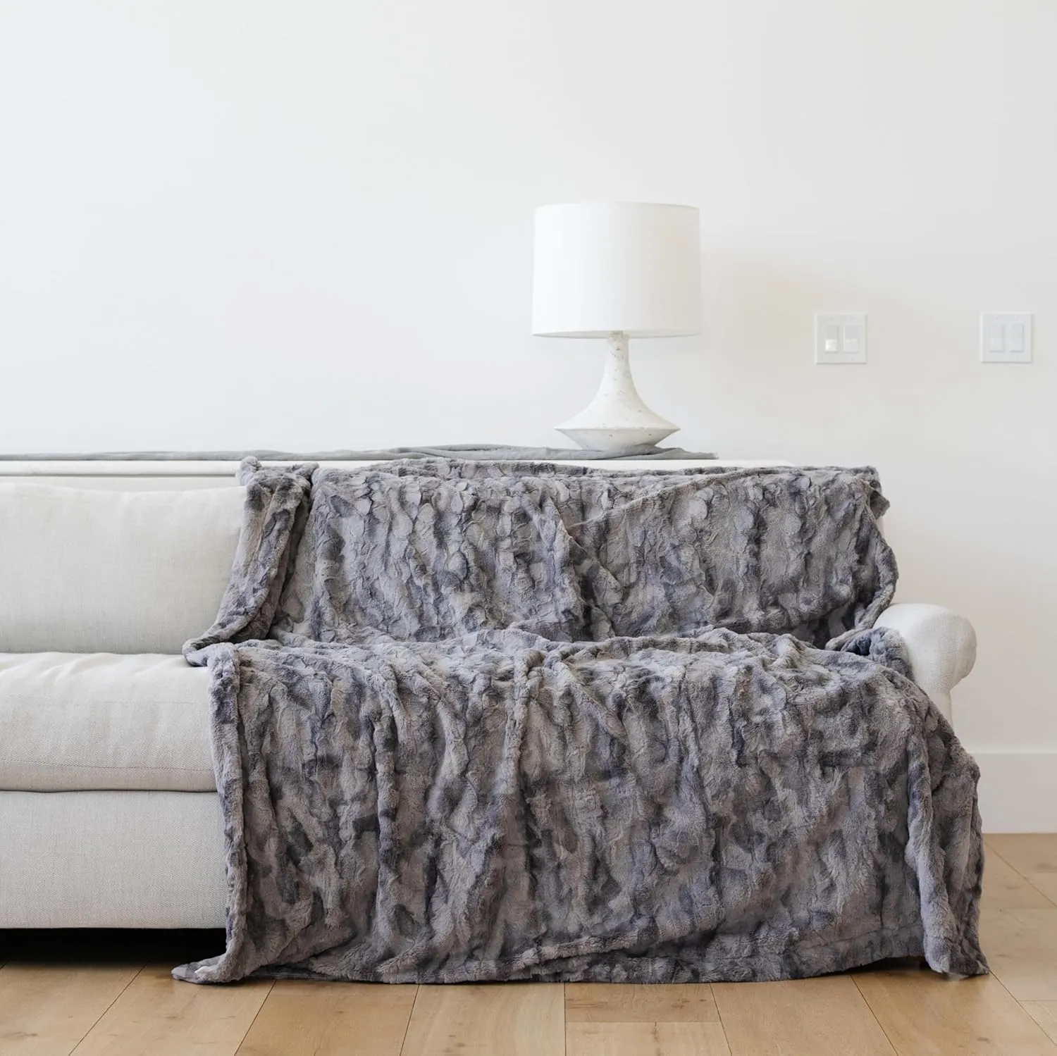 GRACED SOFT LUXURIES Oversized Throw Blanket Living Room Decor Softest Warm Elegant Aesthetic Comfy Cozy Faux Fur for Home, Couch, Sofa, Bed, Chair (XL 60" x 80", Marbled Gray)