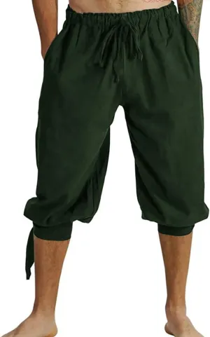 GRAJTCIN Medieval Pirate Pants Men Short Renaissance Viking Lace Up Cosplay