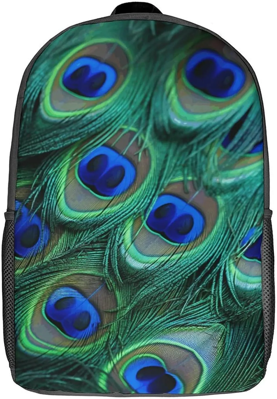 Green Peacock Feather Lightweight Backpack Casual Carry On Laptop Backpack,Hiking Bag for Camping Sports Work