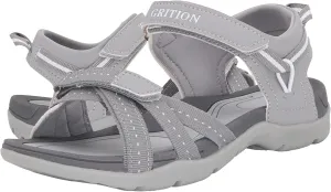 GRITION Women Hiking Sandals Comfortable Walking Sport Sandals Summer, Open Toe Athletic Sports Shoes Waterproof Lightweight For Travelling Outdoor Trekking Beach 9US/40EU Light Grey