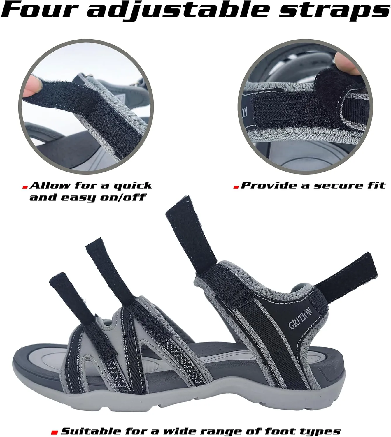 GRITION Women Hiking Sandals Girls, Outdoor Sport Water Shoes, Summer Flat Cross-Tied Sandals Open Toe Adjustable Walking Shoes