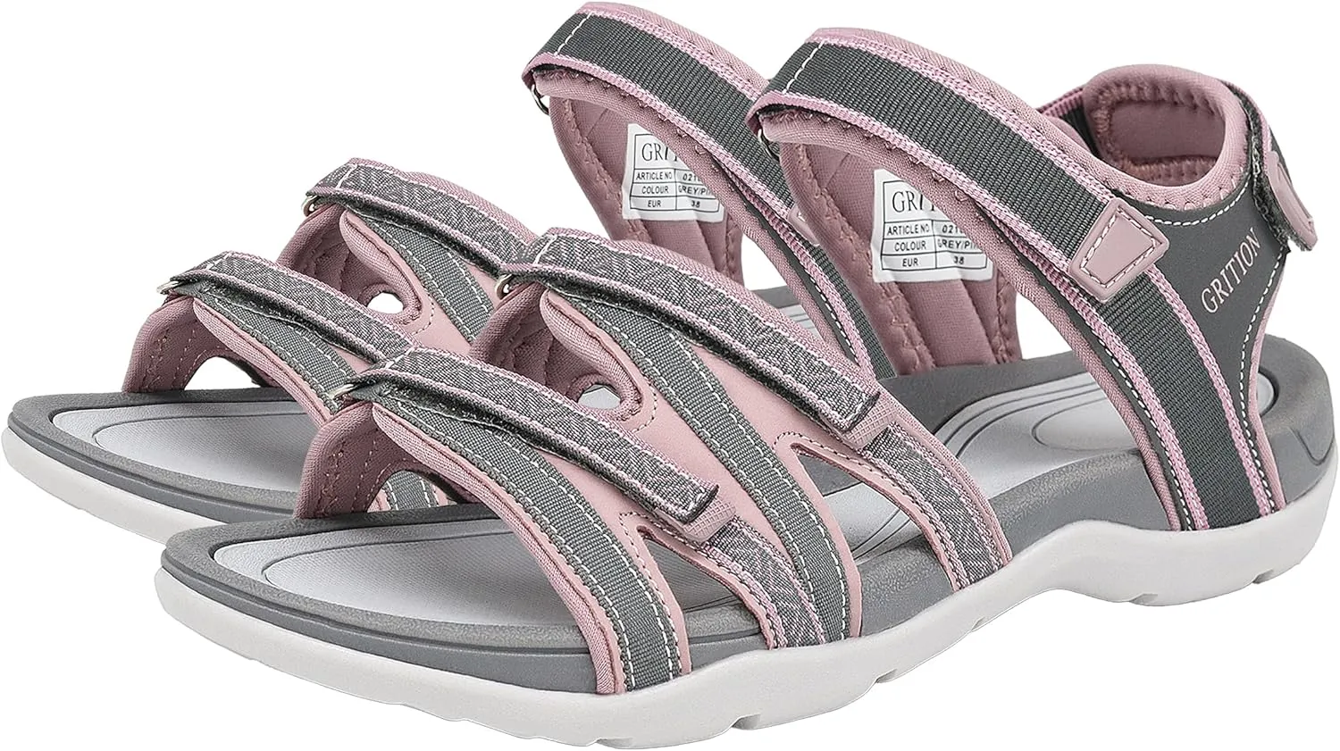 GRITION Women Hiking Sandals Girls, Outdoor Sport Water Shoes, Summer Flat Cross-Tied Sandals Open Toe Adjustable Walking Shoes