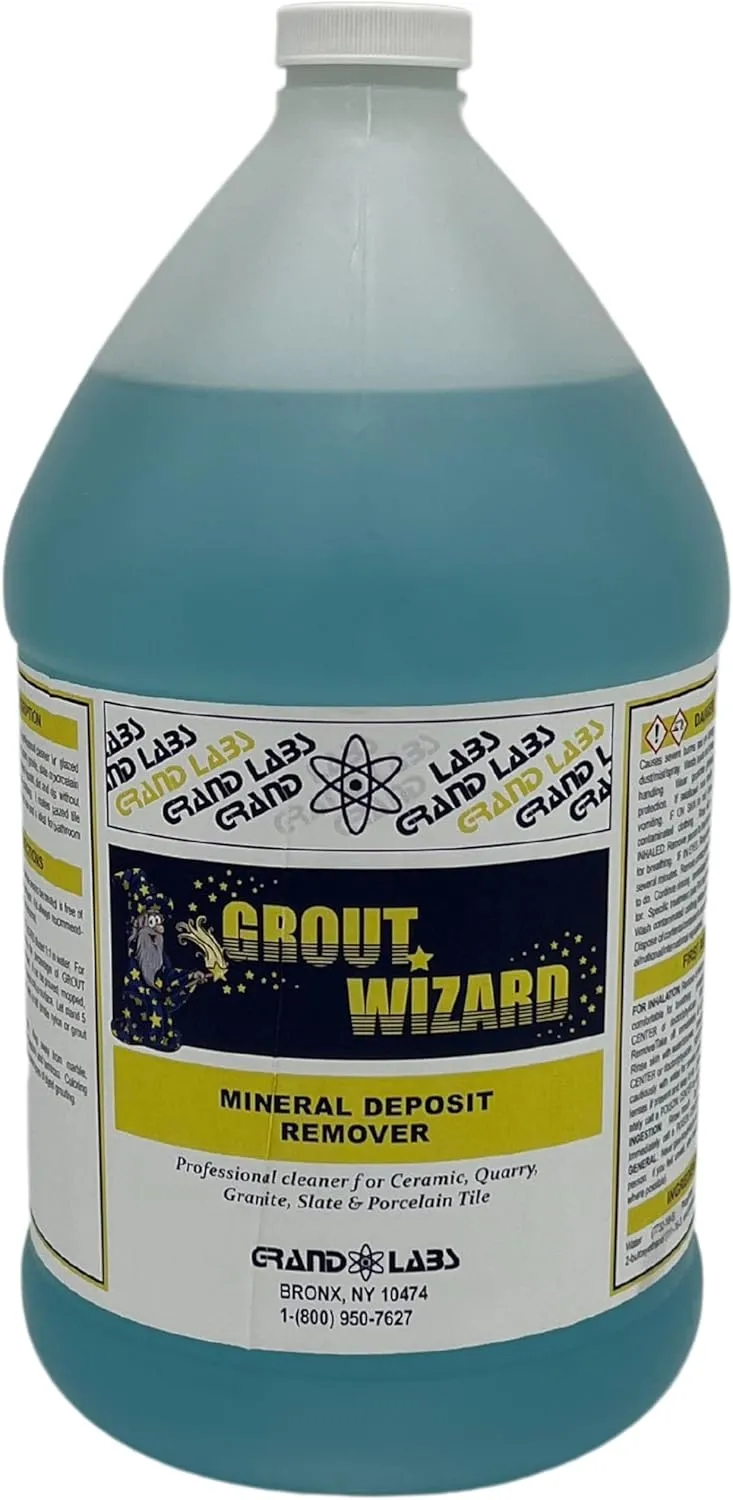 Grout Wizard by Grand Labs Grout Radiance Ultra - Premium Mineral Deposit Grout Cleaner & Stain Remover for Ceramic, Quarry, Granite, Slate and Porcelain Tile Finish (4 x 1 Gallon)