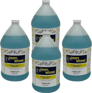 Grout Wizard by Grand Labs Grout Radiance Ultra - Premium Mineral Deposit Grout Cleaner & Stain Remover for Ceramic, Quarry, Granite, Slate and Porcelain Tile Finish (4 x 1 Gallon)